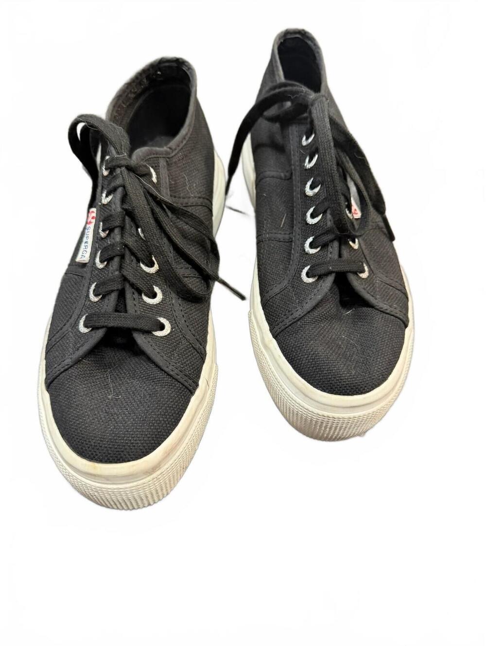 VGUC Superga Black Canvas Lug Sole Platform Sneakers EU 40